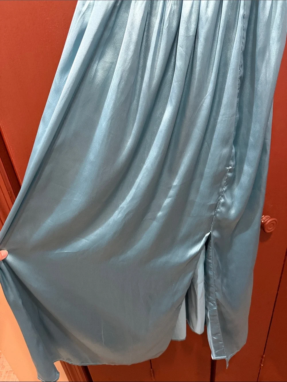 Women’s Blue Silk Spaghetti-Strap Maxi Dress